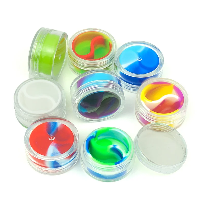 3 pcs 5ML 7ML 10ML Acrylic shell silicone wax container Pill Storage box Oil container smoking tobacco container 6