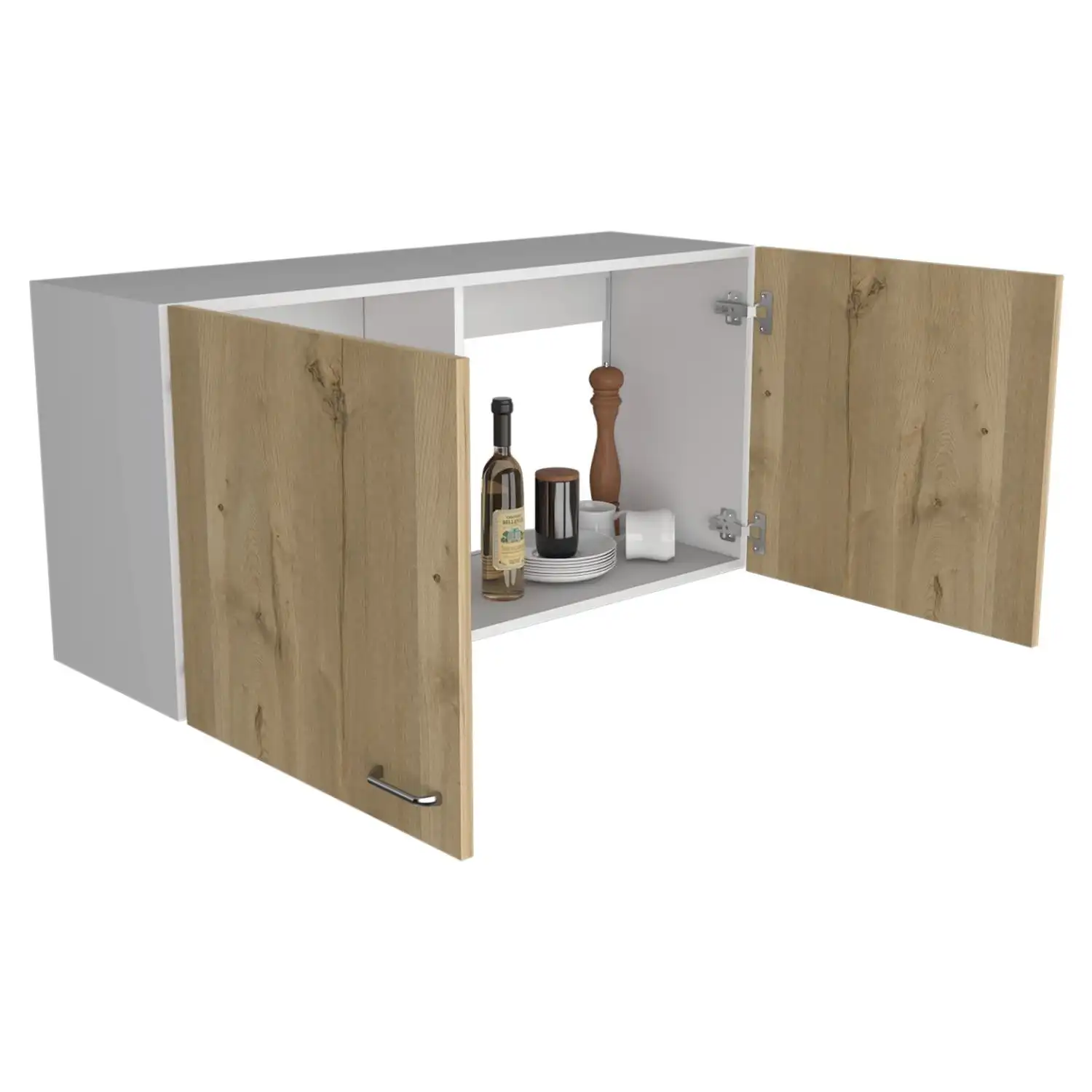 Napoles 39" W Double Door Wall Cabinet White - Light Oak 5