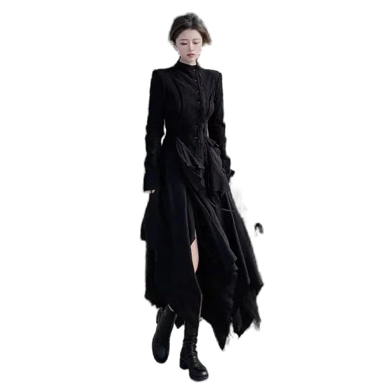 

Lace Top Irregular Half-body Skirt Two Piece Set Autumn and Winter Design Women's Vintage Cold Style Skirt 2024