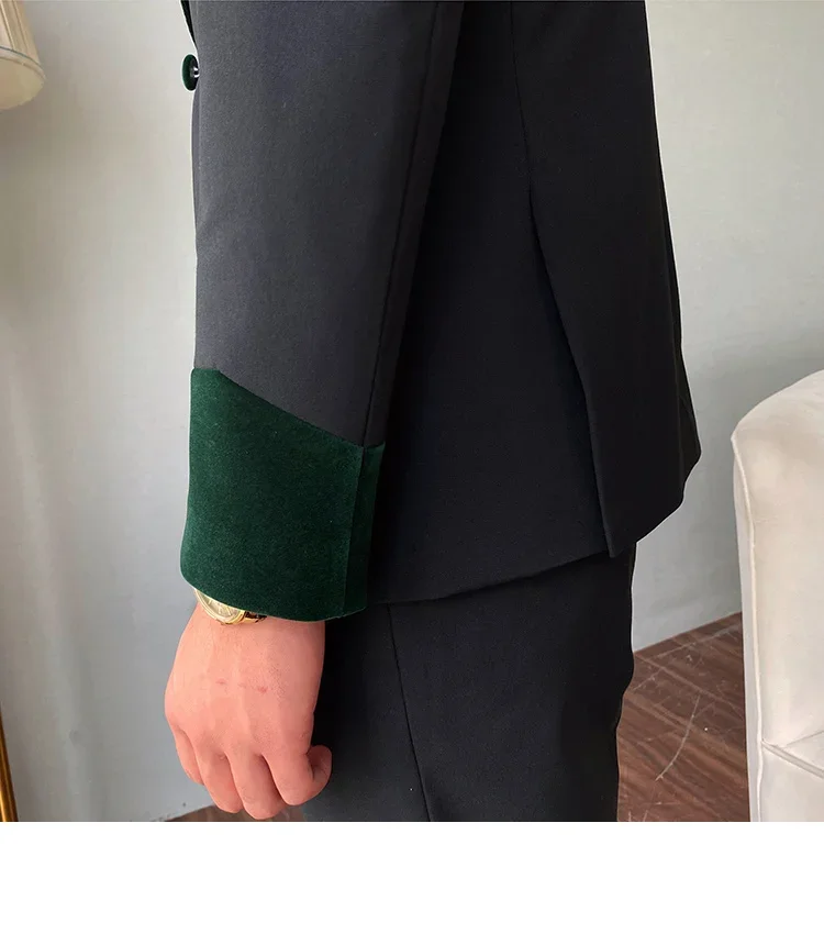 Elegant Grey Smart Casual Mens Suit High Quality Slim Fit Blazer Hombre Double Breasted Custom 2 Piece Jacket Pant Costume Homme