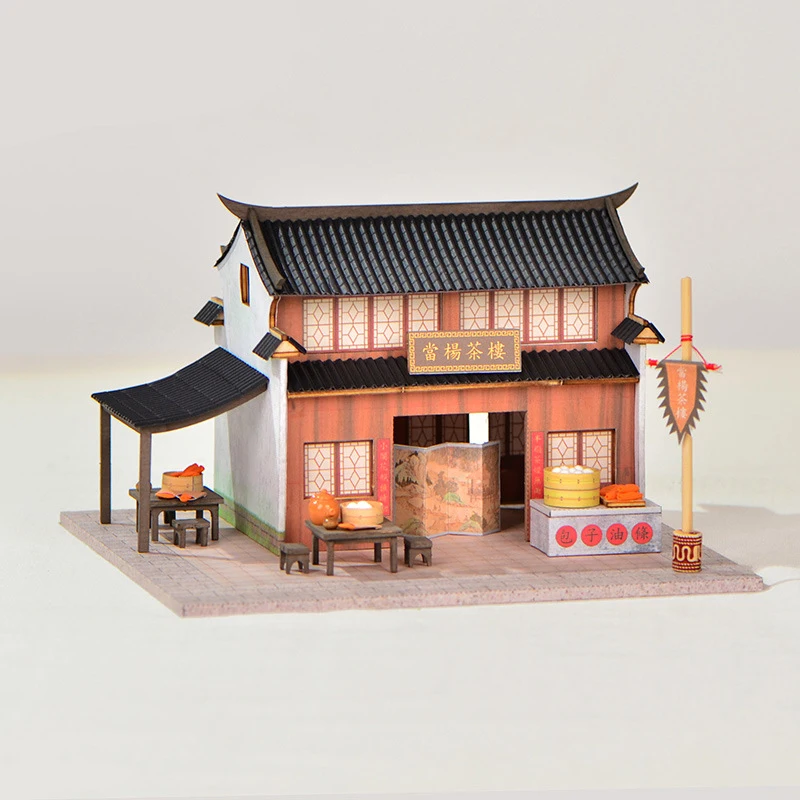 

Chinese Style Kit Dollhouse Cottage Jiangnan Town Building Scene Handmade Model Wooden Doll House for Toys