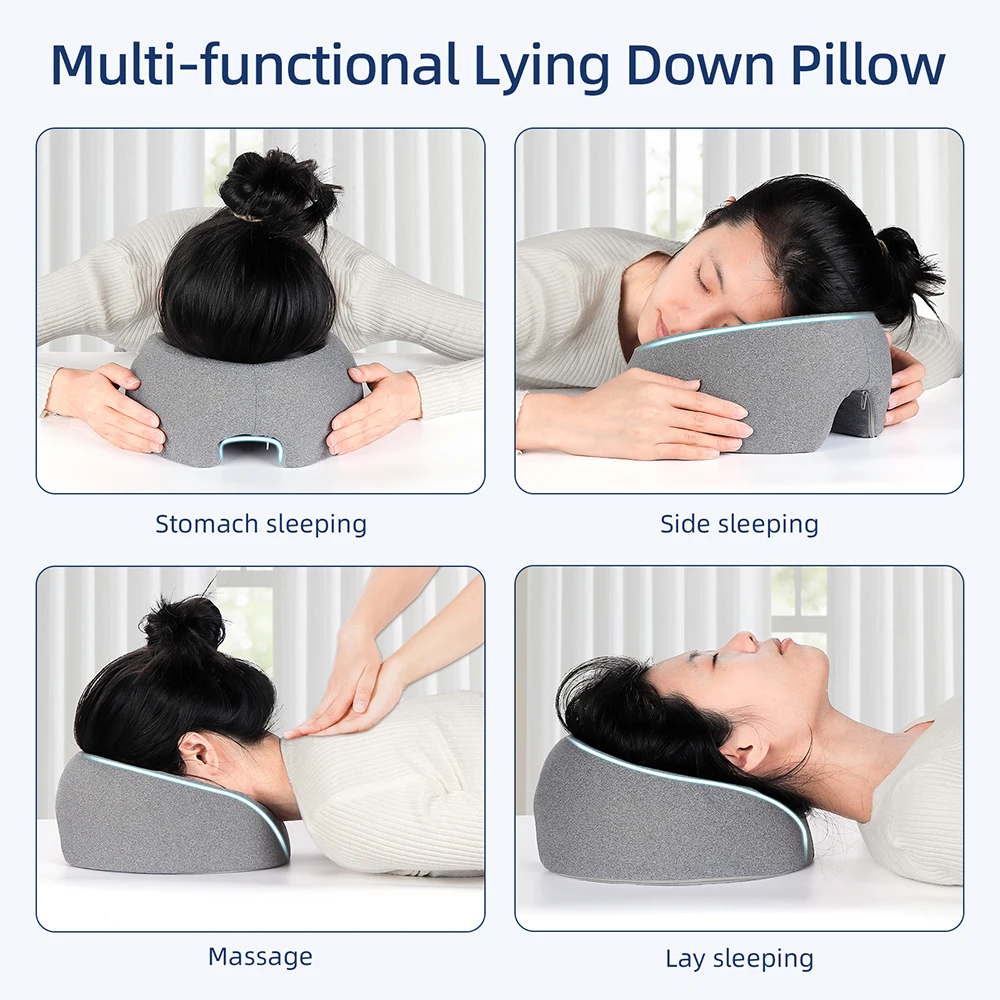 Soft Face Down Pillow Ergonomics Lying Down Pillow Memory Foam Breathable Head Rest Support Spa Massage Table Chair Foam Pillow