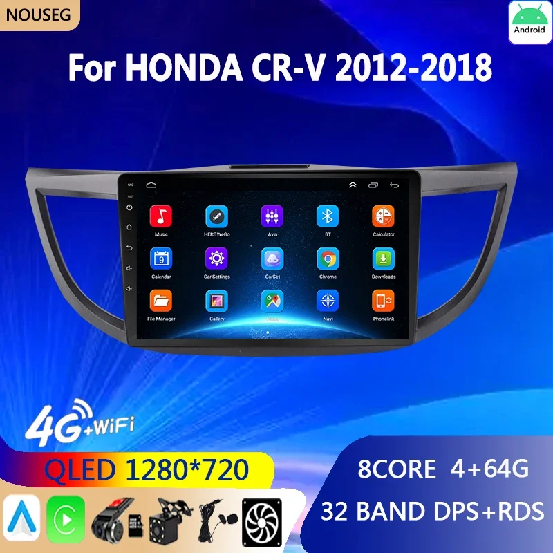 Android Auto Car Radio Carplay for Honda CRV CR-V 4 RM RE 2012- Multimedia Video Player 2din 4G GPS Navigaion Head Unit WIFI