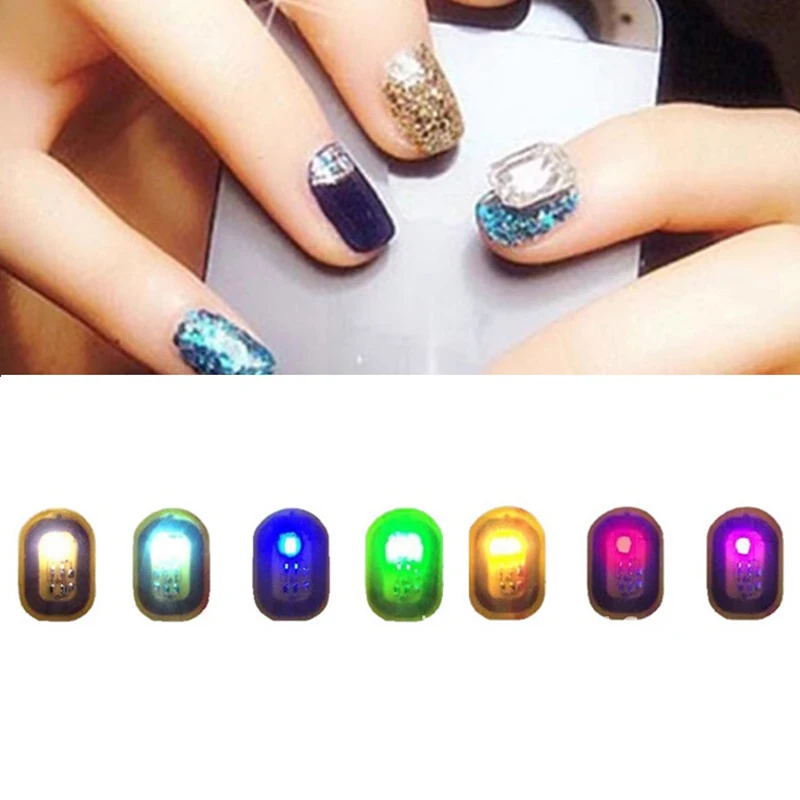 1Pcs NFC Flash Nail Sticker LED Light Flash Party Decor LED Bare Chip Intelligent Luminous Nail Lamp Sticker Enhancement