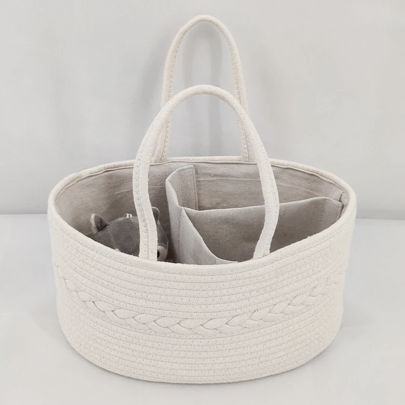 Organizer Per Pannolini In Corda/Contenitore Portaoggetti Per La Cameretta Dei Bambini/Cestino Portaoggetti Portatile Per Fasciatoio E Auto/Colore