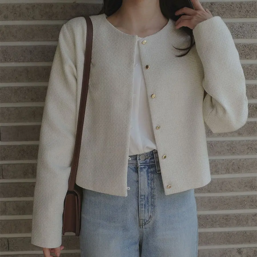 

Autumn/Winter New Japanese and Korean Small Fragrance Style Simple and Versatile Single breasted Suit Loose Fit Short Small Coat