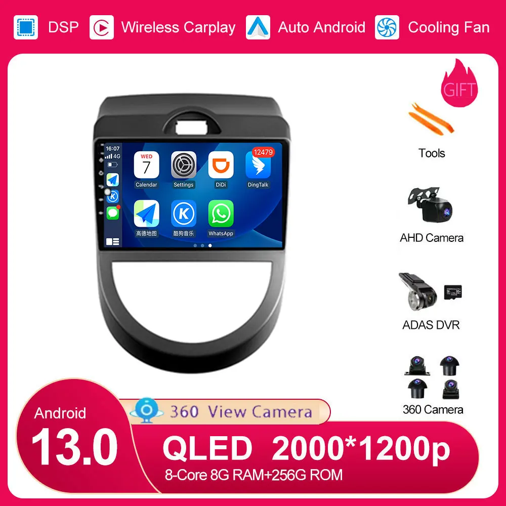 

Car Radio Navigation For Kia Soul AM 2007 - 2011 Android 13 Support Split Screen Steering Wheel Control