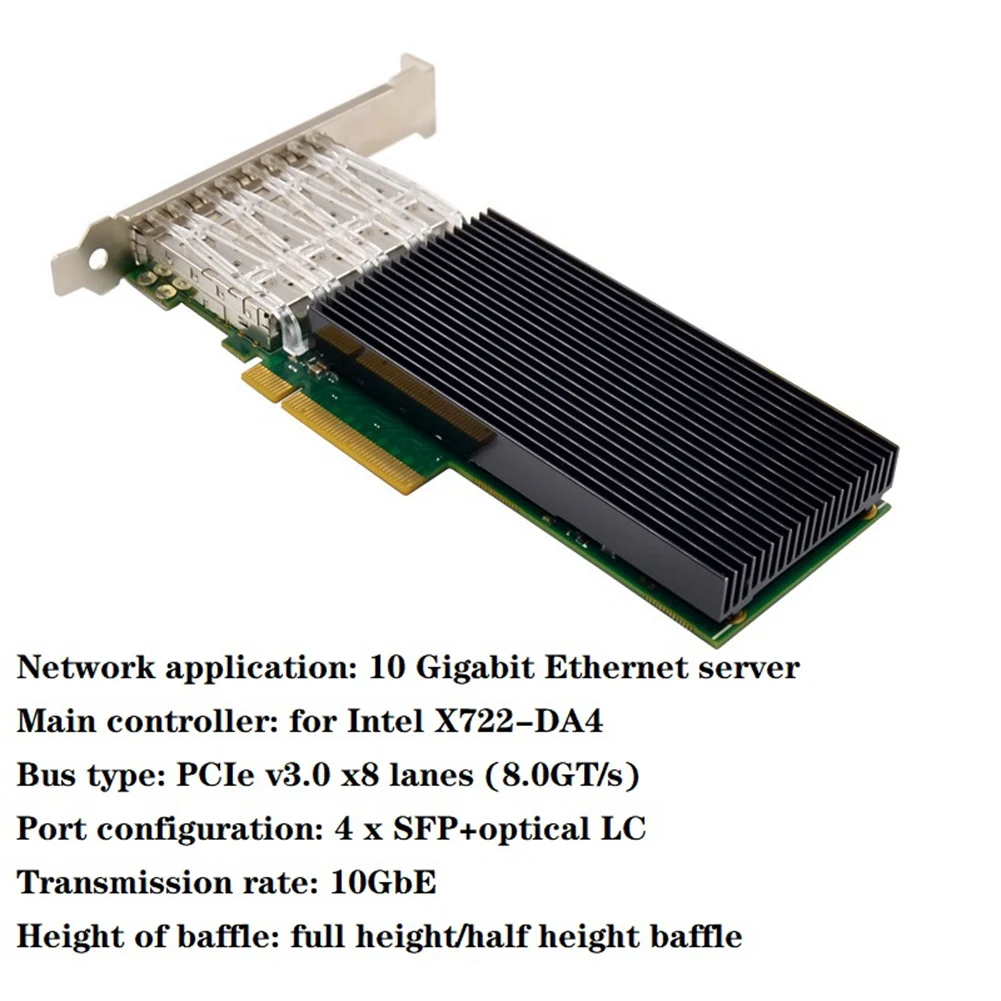 X722-DA4 PCIe X8 10GbE 서버 광학 네트워크 카드, 4 포트 10G SFP + 서버 광섬유 IWARP RDMA 네트워크 카드, ST7329