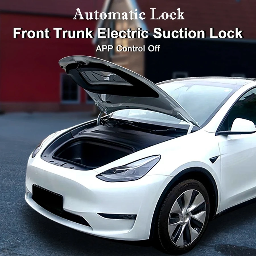 Electric Frunk Suction Lock for Tesla Model 3 Highland Model Y/3 21-23 Front Spare Box Automatic Adsorption Closer Easy Installa