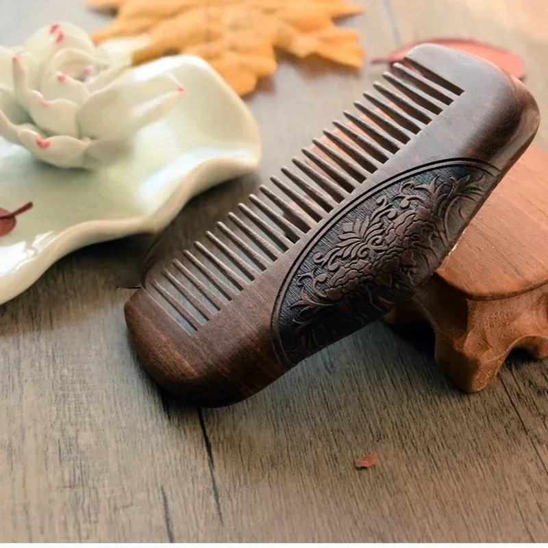 Pocket Wooden Comb Natural Sandalwood Narrow Tooth No Static Lice Beard Hair Styling