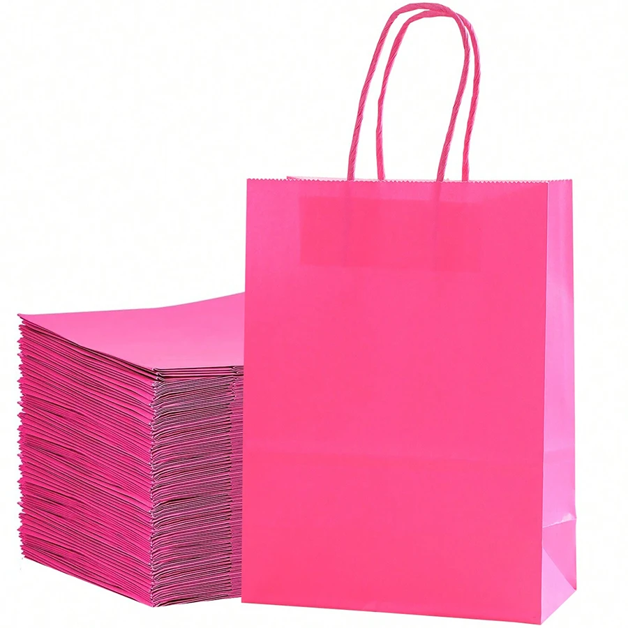 6–24 Stück 16 x 22 x 8 cm Kraftpapiertüten, wiederverwendbare Geschenktüte für Geburtstagsfeier, Hochzeit, langlebige Geschenktüte mit verstärktem Griff, Tragetasche – Detail 2