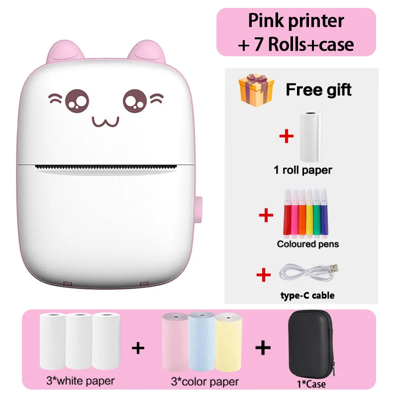 Compact Wireless Bluetooth Thermal Printer - 200dpi, Portable Label & Photo Printer with USB Charging