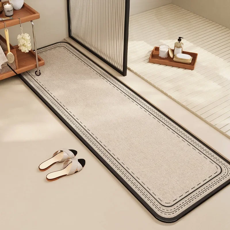 Bathroom Floor Mat Toilet Door Mats Long Strip Absorbent Quick-drying Carpet Diatom Mud Non-slip Anti-fall Rug Alfombra De Baño 2