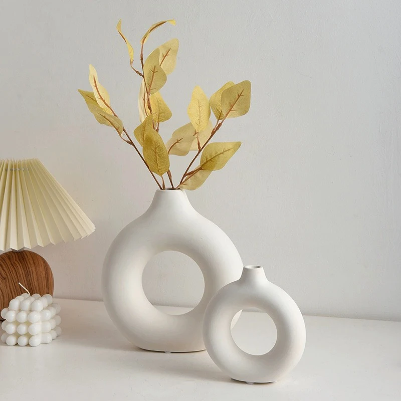 Flower Vase Nordic Imitation Ceramic Plastic Flower Pot Storage Bottle For Flowers Living Room Modern Home Decorations