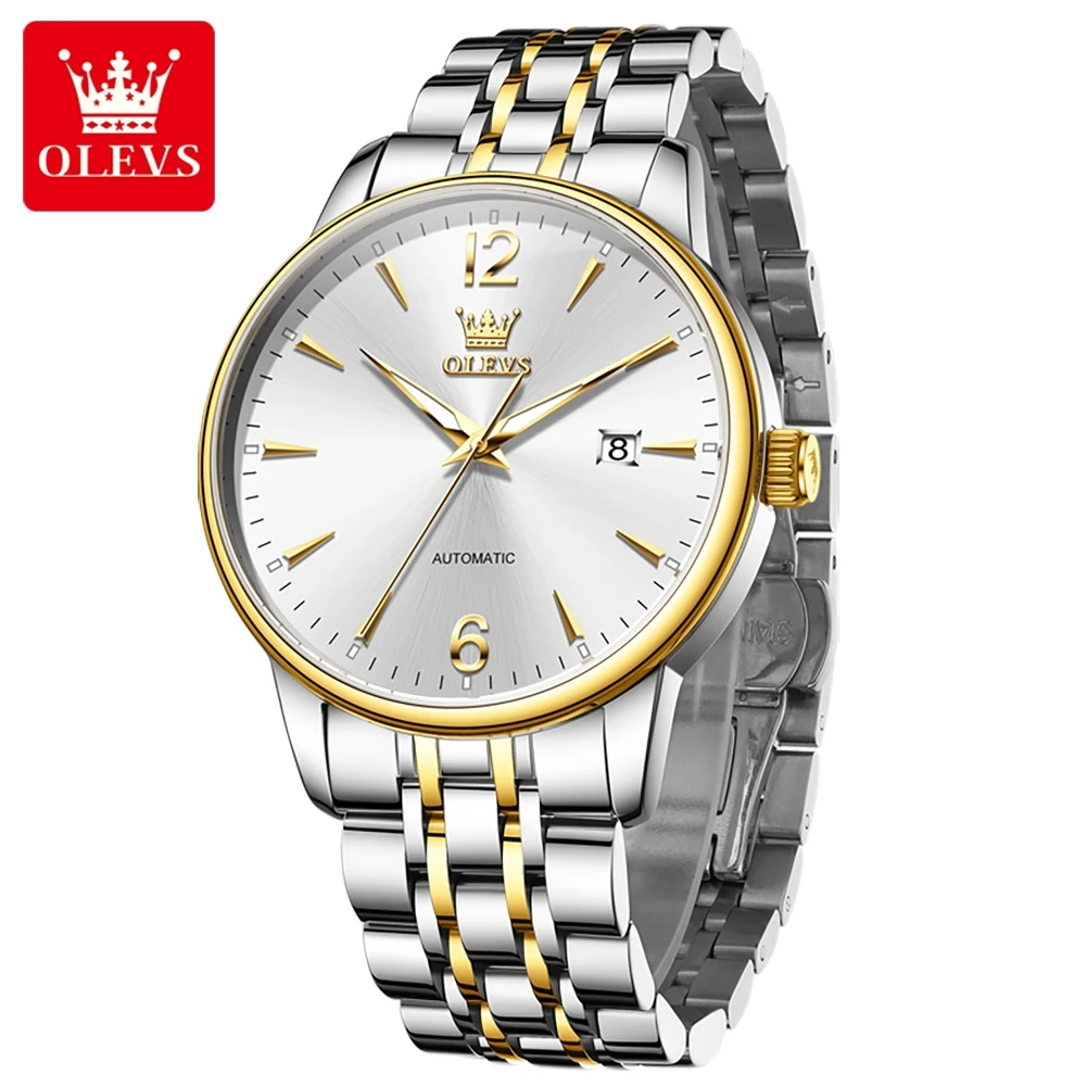 OLEVS 6741 Men's Watches Simple Fashion Calendar Waterproof Luminous Automatic Mechanical Watches For Man Original Luxury Watch