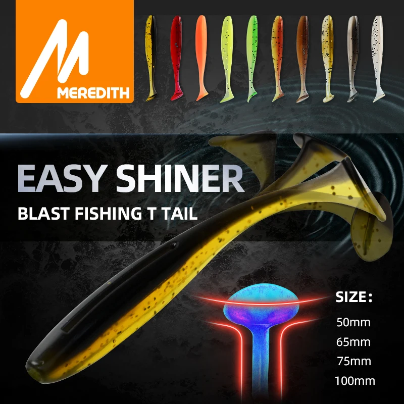 Leurres souples silicone MEREDITH Easy Shiner pour la pêche de la carpe, tailles 50mm 65mm 75mm 100mm