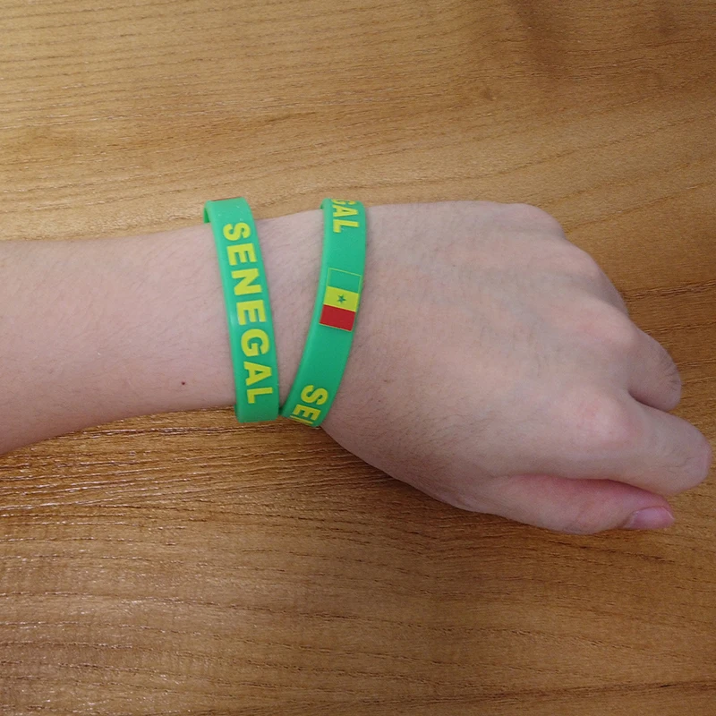 2pcs Senegal National Flag Wristbands Sports Silicone Bracelet Men Women Rubber Band Patriotic Commemorative Fashion Accessory silicone wristband