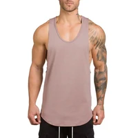 T-Shirt sans manches en coton respirant pour hommes, vêtements d'entraînement de musculation, de course, de Sport, couleur unie, débardeur musculaire 6
