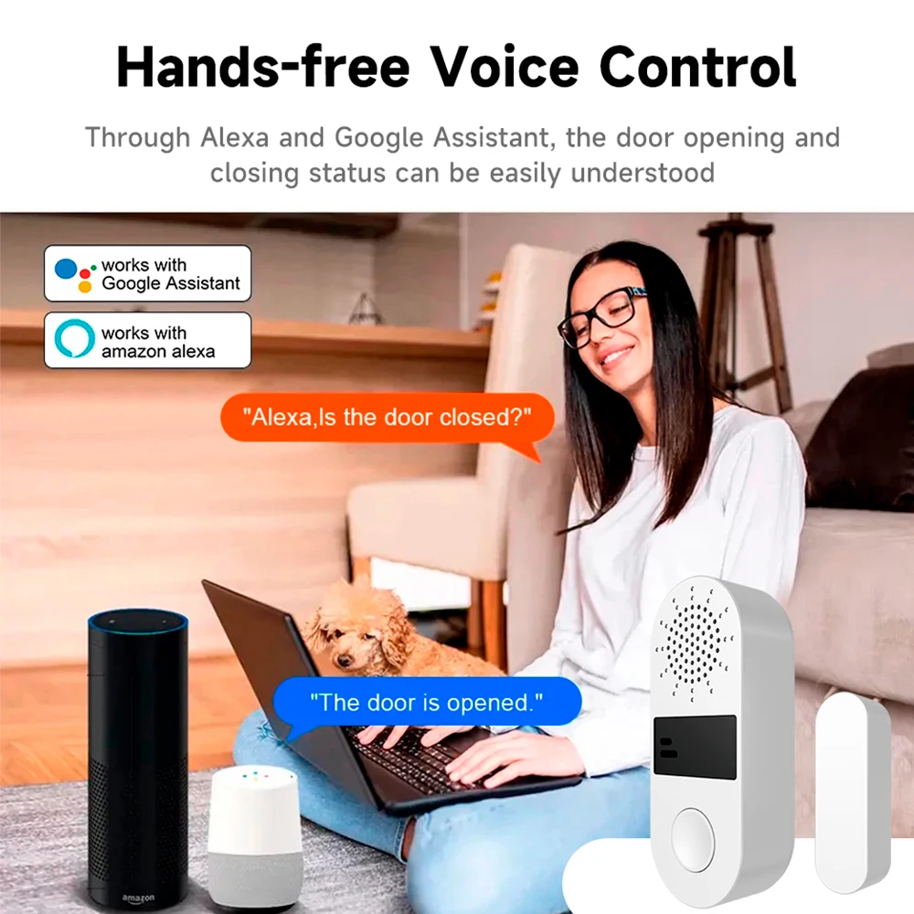 Tuya WiFi/Zigbee Door Window Sensor 130DB Sound Light Alarm Wireless Door Detector SmartLife APP Remote Control for Google Home