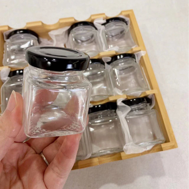 Glass Storage Jars with Bamboo Bracket, Seasoning Tank, Sealed Glass Bottle, Kitchen Bottle, 50ml, 12 Units 6