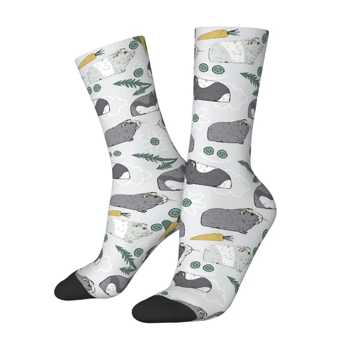 

Guinea Pigs With Cucumber Carrot On Grey Capybara Unisex Winter Socks Warm Happy Socks Street Style Crazy Sock