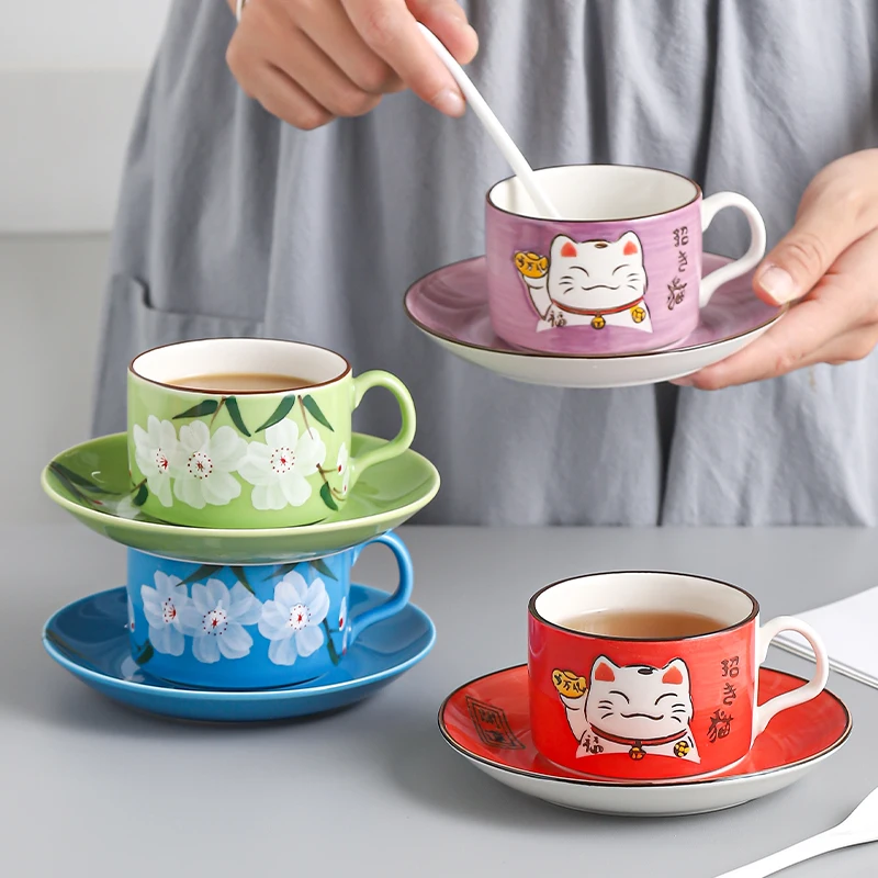 

Creativity Ceramic Coffee Cup and Saucer Set Nordic Breakfast Cute Cartoon Coffee Cups Luxury High Quality Caneca Mugs Cute Cup