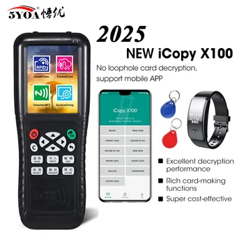 5YOA NFC Smart Card Reader Writer RFID Copier 125KHz 13.56MHz USB Fob Programmer Copy Encrypted Key With Voice Broadcast X100 1