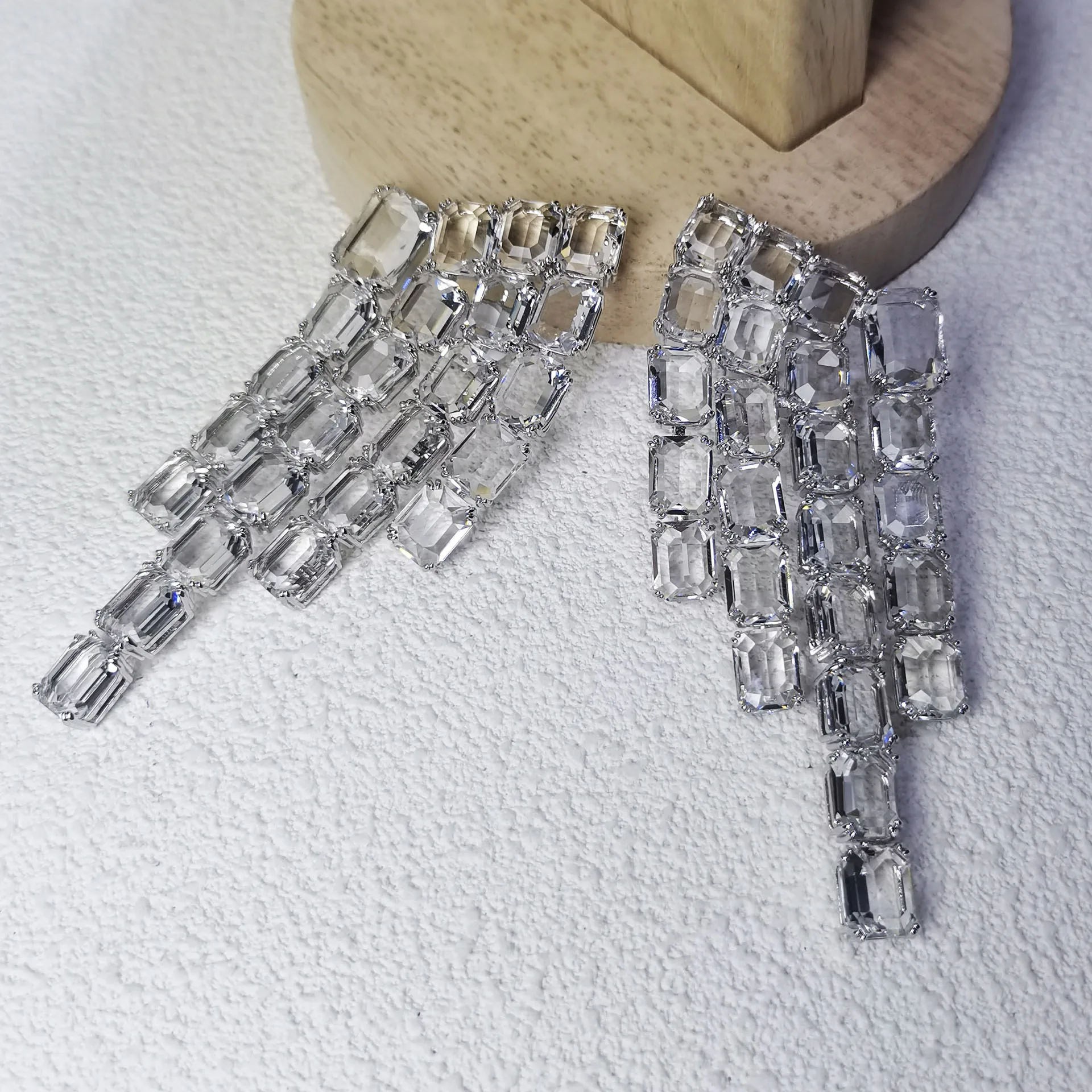 2025 Original Geometric Cut Crystal Fine Jewelry Set for Women High Quality Necklace Earrings Bracelet Ring Wedding Accessories 2