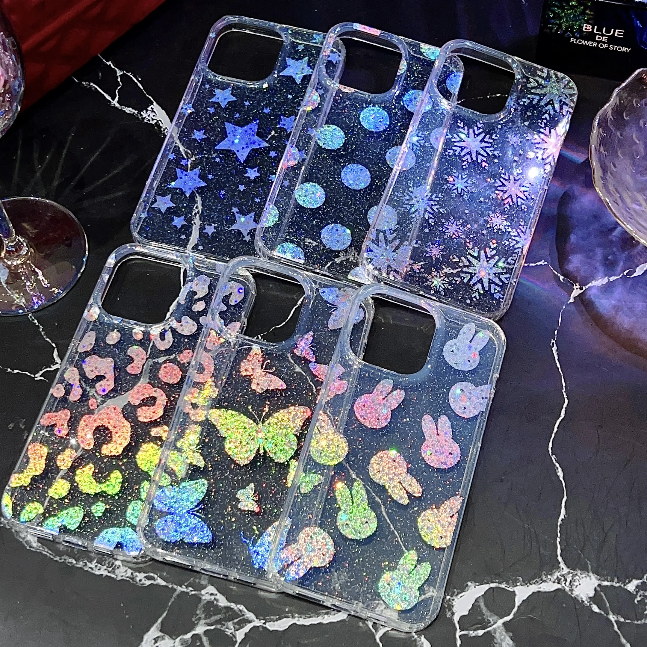Shining like the night sky case for iphone 11/12/13/14 12pro max 13pro 13promax 14pro 14promax Many colors sparkle Style Fashion