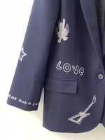 Suit Jacket For Women Autumn 2024 New High-end Casual Wing Letter Rhinestone Decoration Women's Black Casual Jacket 1