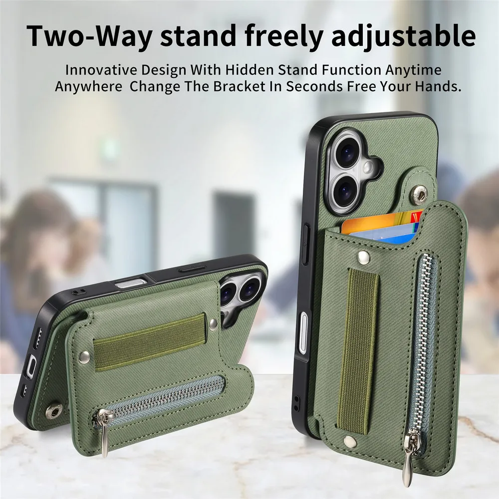 Leather RFID Zipper Back Case Cover