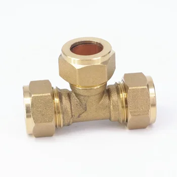 Fit Tube O/D 15mm Tee 3 Ways Brass Ferrule Fitting For Boat Marine 1