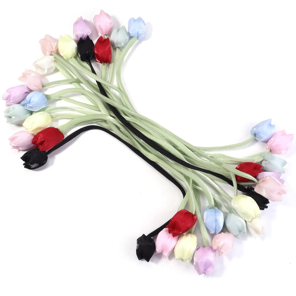 5 stücke Tulpe Bogen Blumen Süße Künstliche Blumen Für DIY Hochzeit Party Weihnachten Kleidung Kopfbedeckungen Geschenke Dekoration Zubehör – Detail 9