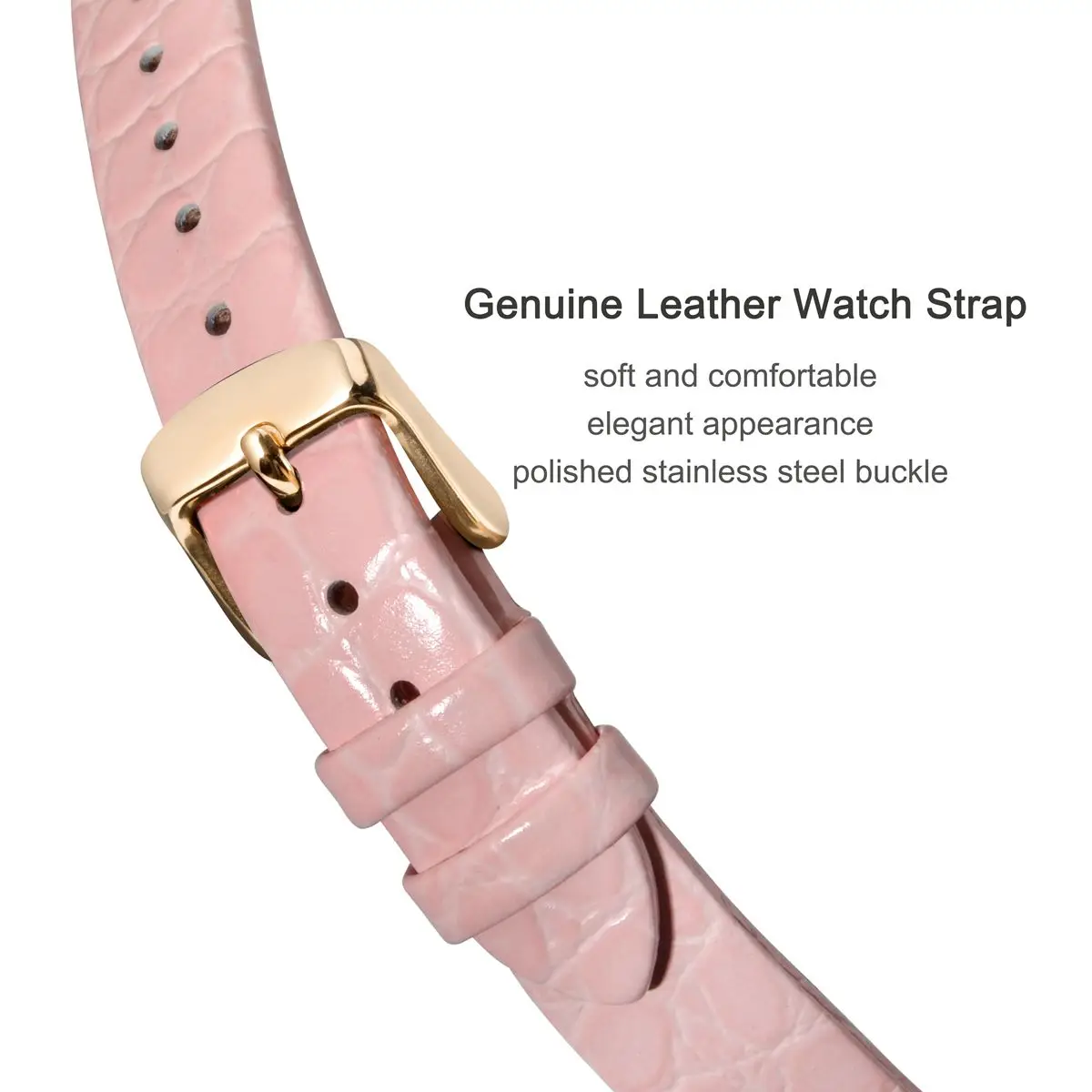 12 mm Pink Genuine Leather Strap for Women