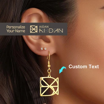 Customized Name Logo Earrings for Women Personalized Stainless Steel Name Logo Dangle Drop Earrings Custom Jewelry Perfect Gifts