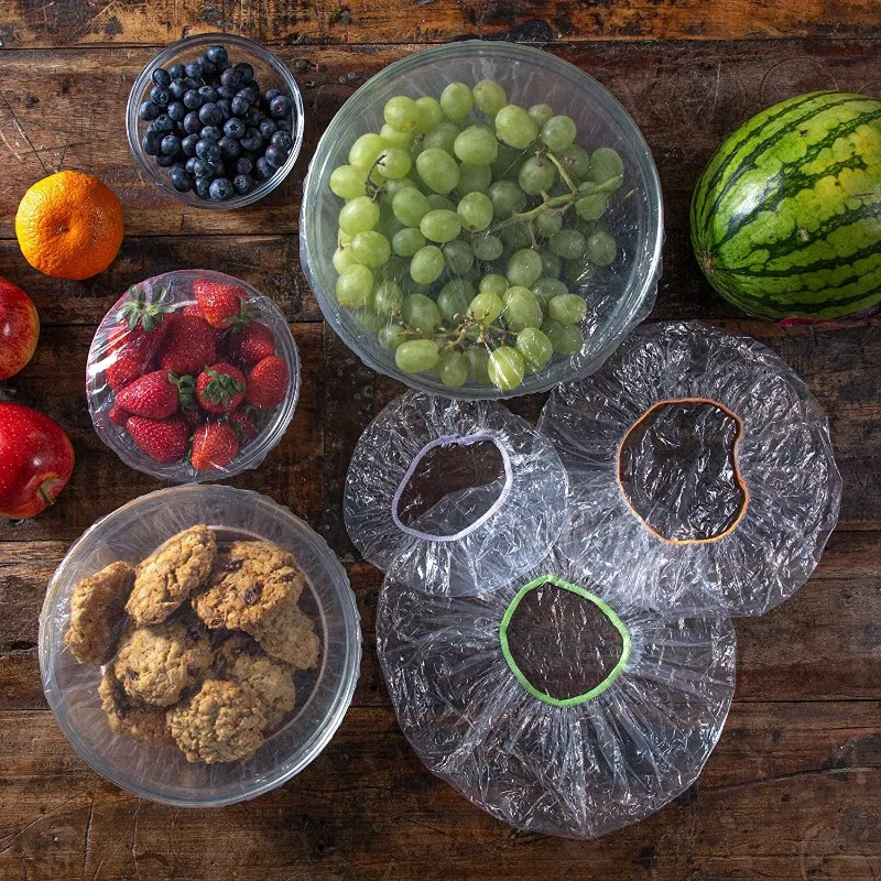 Description Picture 5 of item200/10PCS Plastic Disposable Food Cover Elastic Stretch Wrap Fruit Food Covers Fresh-keeping Lid Bowl Plate Kitchen Storage Bags