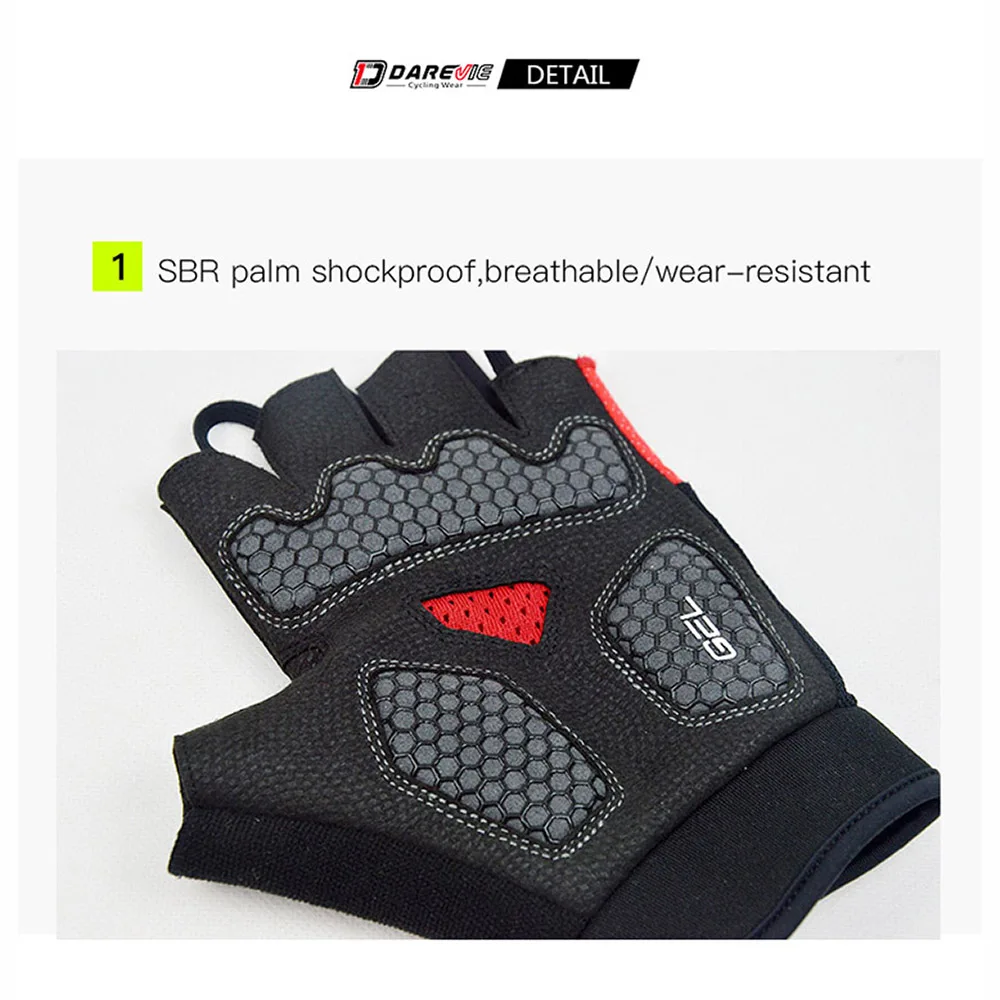 DAREVIE MTB Cycling Gloves Gel Padded Shockproof Breathable Half Finger Cycling Gloves Quick Off Thumb Sweat Wiper Bike Gloves 2
