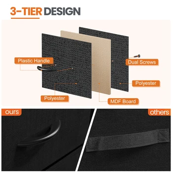 JHK Nightstand Bedside Coffee Sofa Tea Table Storage Closet Chest Clothes Display For Bedroom 2 Fabric Drawers Cabinet Furniture 5