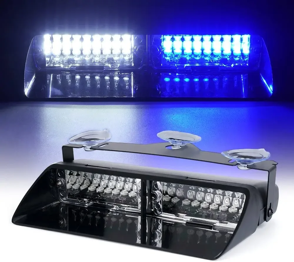 Xridonsen Emergency Lights Xprite 16 LED Strobe Light Bar - White/Amber, 12V, For Dash Or Windshield Emergency Warning Vehicle Hazard Warning Light Bar - Foto 3