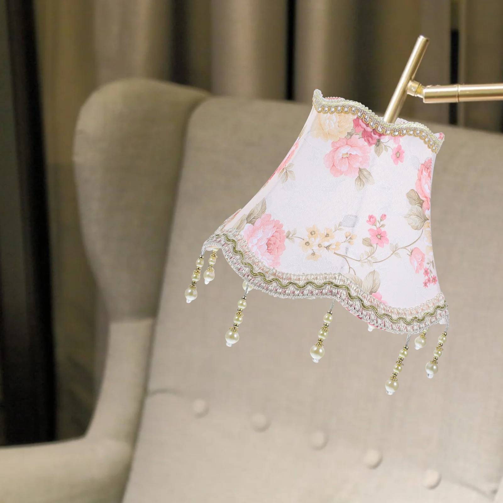 

European Style Table Lamp Shade Cloth Lamp Shade Retro Fringe Beads Lamp Cover Decor Table Lamp Cover European Lampshade E27