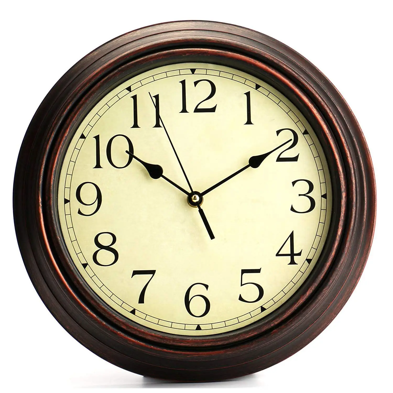

12-Inch Round Classic Clock Retro Non Ticking Quartz Decorative Wall Clock