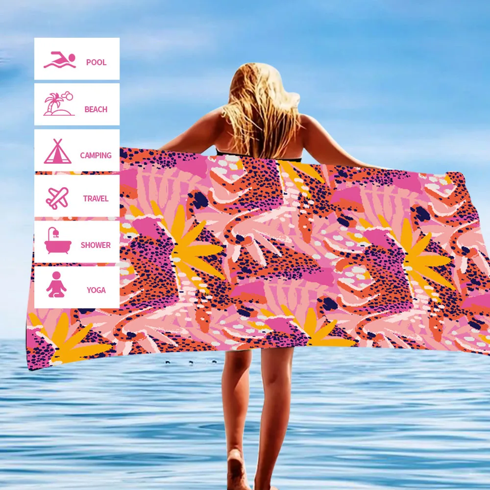 Cheetah Print Quick Drying Microfiber Beach Towel Sand Free_voghion.com