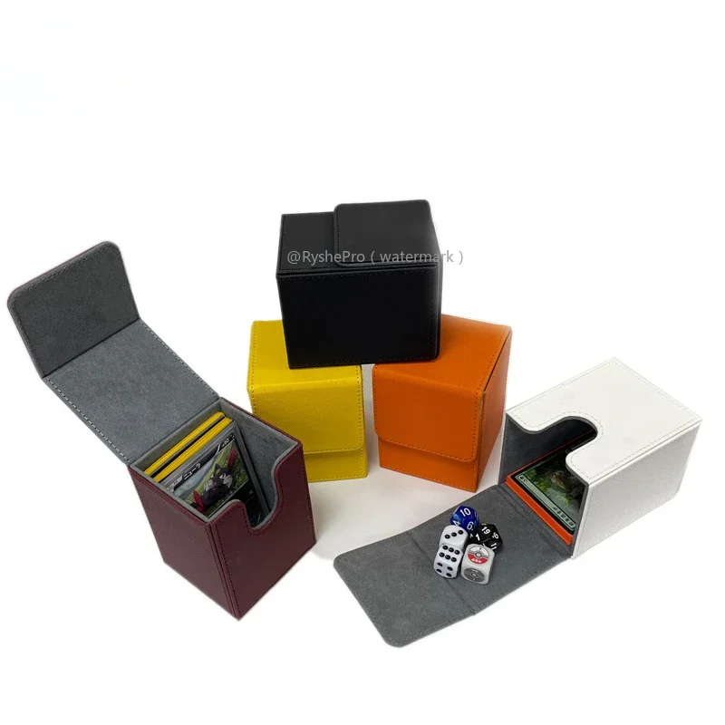 Kartendeckbox, groß, für über 100 Karten mit Ärmeln und 2 Trennwänden, Trading Commander, hochwertiges Kartenetui aus Leder mit MTG-Kartendeck – Detail 6