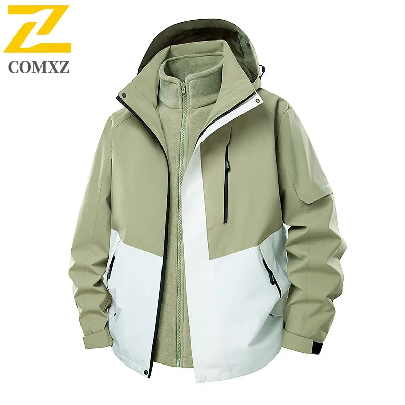 COMXZ Thickened Men Jacket Outdoor Mountaineering Wind Resistant Warm Parka Stylish Hooded Light Cold Proof Winter Outerwear