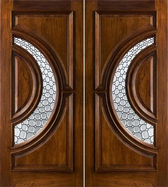 American Stylish Luxury Solid Wood Exterior Double Front Doors 5