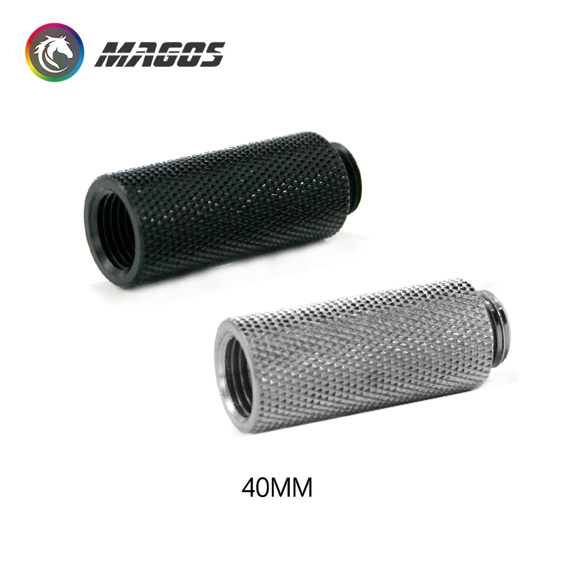 PC Water Cooling Accessories G1/4 Fitting,Extender 10mm 15mm 20mm 30mm 40mm M-F, Black/Silver