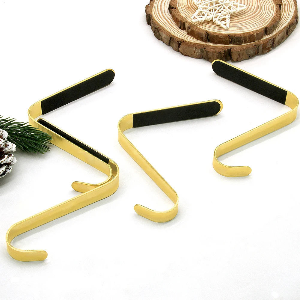 Metal Christmas Stocking Holders Hooks for Fireplace Mantel