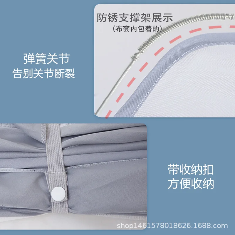 여름 접이식 유르트 모기장 모기장 여섯개 뼈 브래킷 침대 캐노피, 학생 기숙사 침대 텐트 더블 침대 침대 맨틀