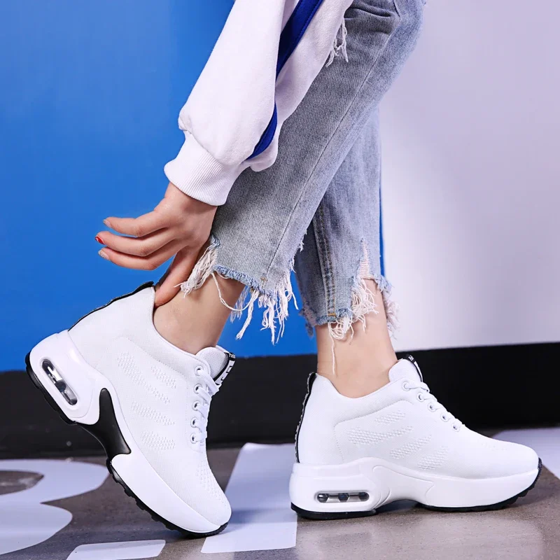 Wedges Shoes for Women Platform Shoes Breathable Casual Shoe Woman Fashion Sneakers Height Increasing Vulcanize Shoes Chunky