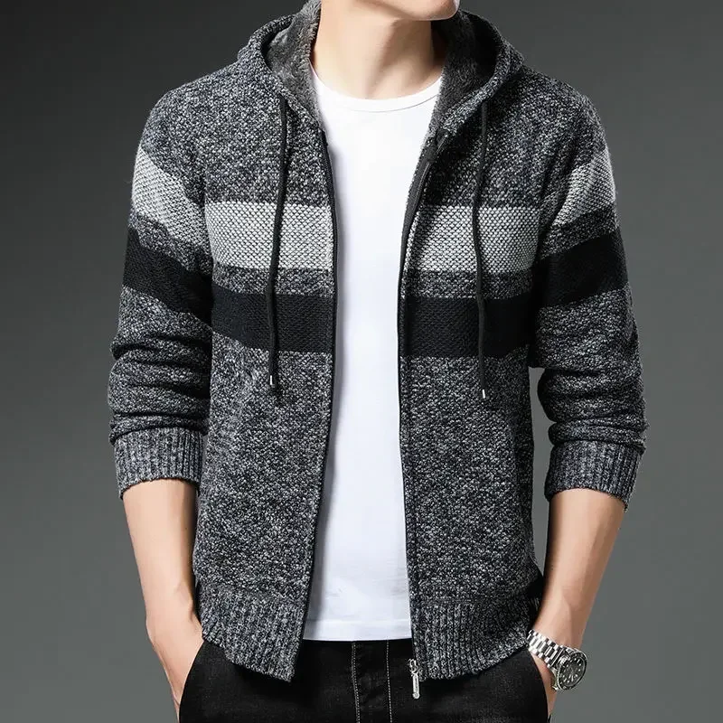 thumbnail image 1 of Cárdigan de punto con bolsillos para hombre, abrigos de manga larga, ropa popular coreana, suéter para hombre, corte holgado, ropa de calle original informal, 1 of 5